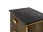 GINER Y COLOMER - Table de chevet 2 tiroirs artisanale en bois de manguier et marbre avec finition bronze - 50x40x60 cm
